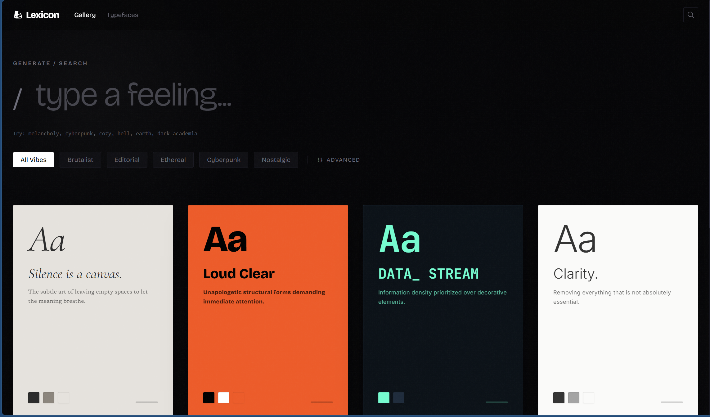 Lexicon typographic mood boards