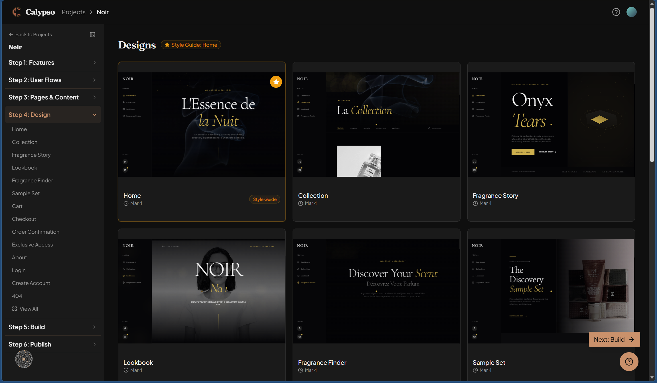 Design step showing Generate Design modal over live page preview